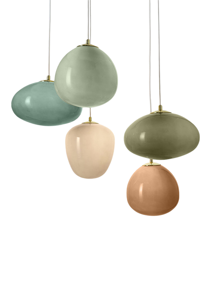 MADE Adrienne 5 Glass Shade Pendant Cluster Ceiling Light, Green, Green