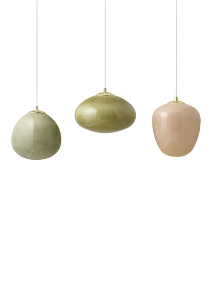 MADE Adrienne 2 Glass Shade Linear Pendant Ceiling Light, Green, Green