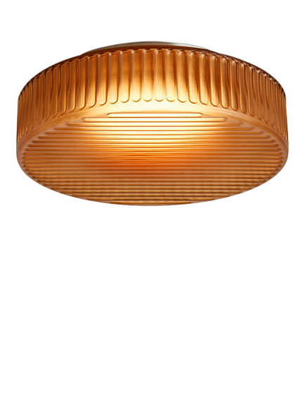 MADE Alma Ribbed Glass Flush Ceiling Light, Brown, Brown