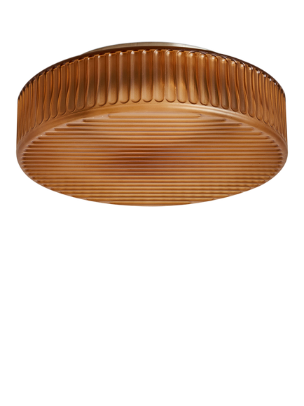 MADE Alma Ribbed Glass Flush Ceiling Light, Brown - view 2, Brown