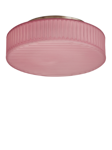 MADE Alma Ribbed Glass Flush Ceiling Light, Pink - view 2, Pink