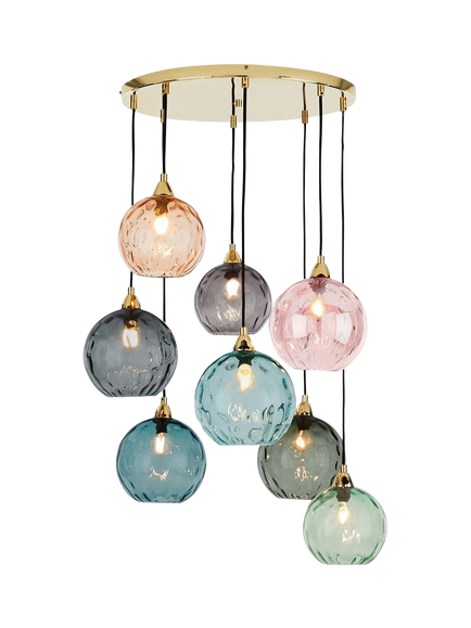 MADE Ilaria 8 Cluster Pendant Ceiling Light, Grey/Blue, Blue