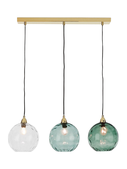 MADE Ilaria 3 Pendant Diner Ceiling Light, Blue, Blue