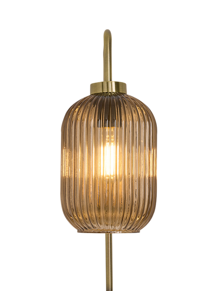 MADE Briz Ribbed Glass Wall Light, Amber, Amber