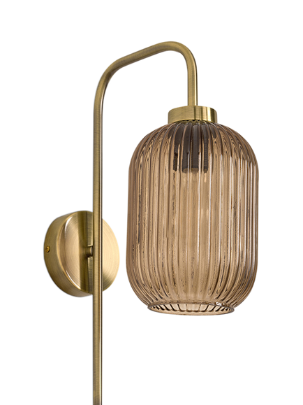 MADE Briz Ribbed Glass Wall Light, Amber - view 2, Amber