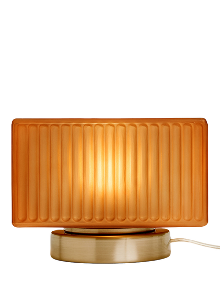 MADE Alma Square Ribbed Glass Table Lamp, Brown, Brown