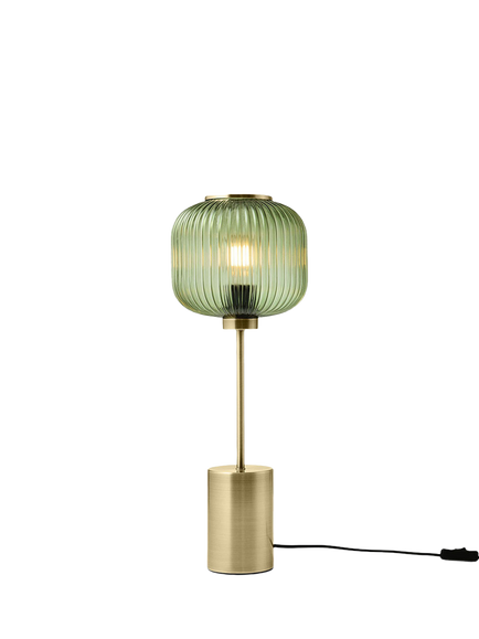 MADE Briz Ribbed Glass Table Lamp, Green, Green