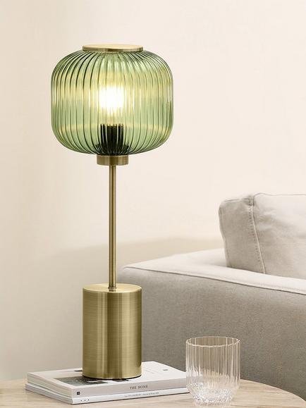 MADE Briz Ribbed Glass Table Lamp, Green - view 2, Green