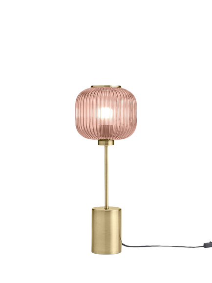 MADE Briz Ribbed Glass Table Lamp, Pink, Pink