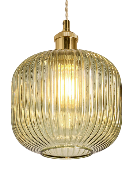 MADE Briz Easy Fit Ribbed Glass Pendant Lampshade, Green, Green