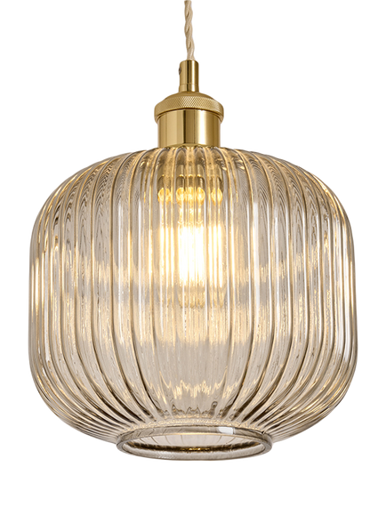 MADE Briz Easy Fit Ribbed Glass Pendant Lampshade, Grey, Grey