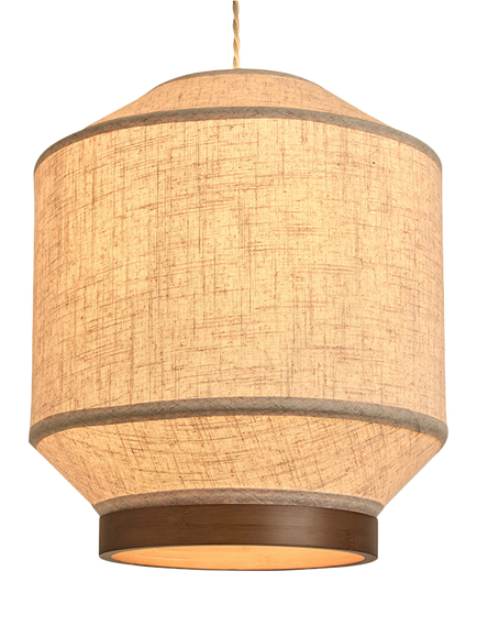 MADE Layla Easy Fit Wood Rim Pendant Lampshade, Cream/Walnut, Nautral