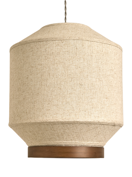 MADE Layla Easy Fit Wood Rim Pendant Lampshade, Cream/Walnut - view 2, Nautral