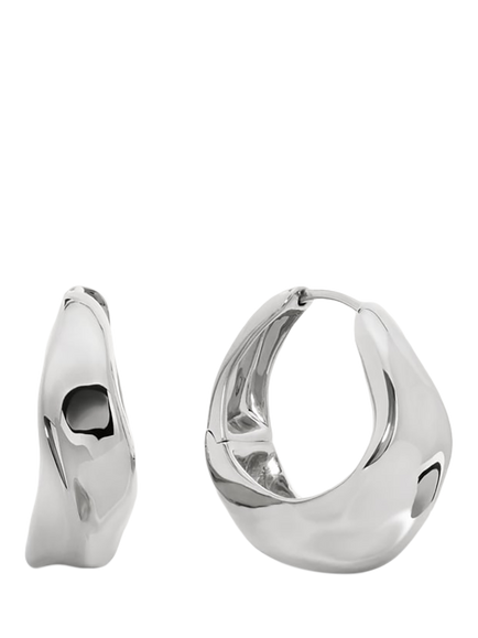 Monica Vinader Nomade Medium Molten Hoop Earrings, Silver, Silver