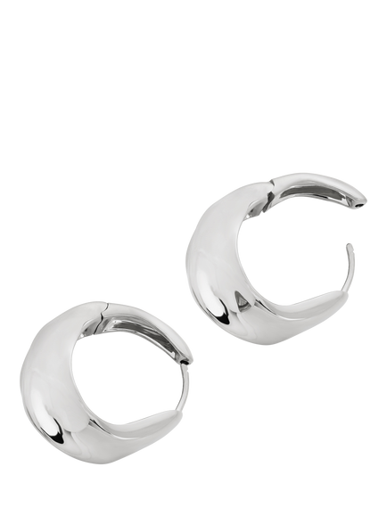 Monica Vinader Nomade Medium Molten Hoop Earrings, Silver - view 2, Silver