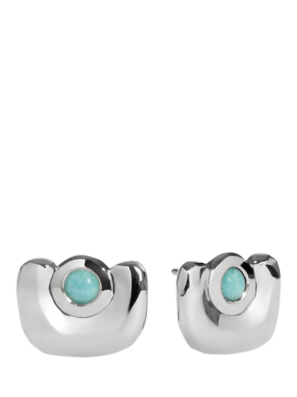 Monica Vinader Amaia Amazonite Stud Earrings, Silver/Blue, Silver/Blue