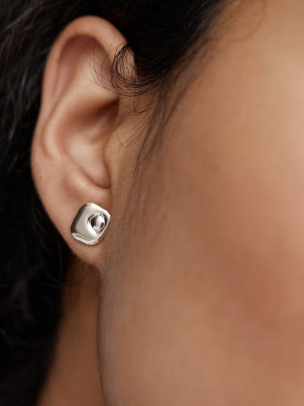Monica Vinader Amaia Stud Earrings, Silver - view 2, Silver