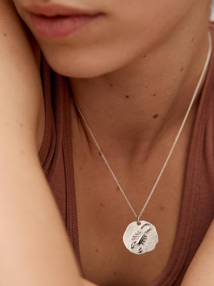 Monica Vinader Zodiac Necklace - view 2, Scorpio Silver