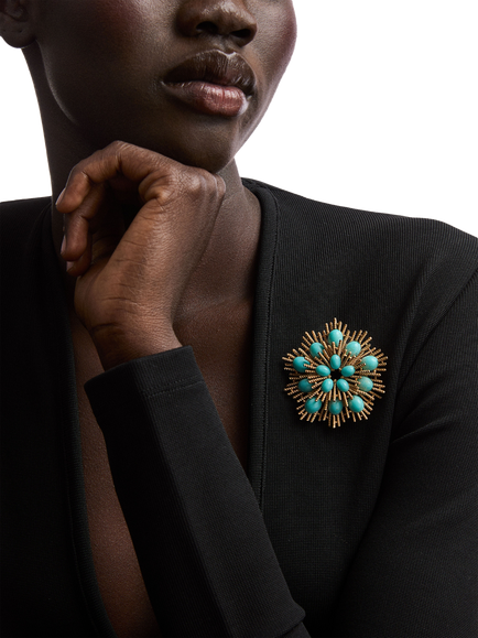 Pre-loved Avon Textured Sunburst Brooch, Gold - view 2, Gold