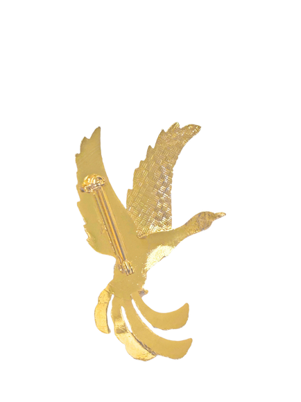 Pre-loved Cloisonné Bird Of Paradise Brooch, Gold - view 2, Gold