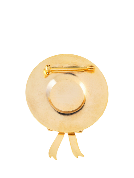 Pre-loved Cloisonné Bonnet Brooch, Gold - view 2, Gold