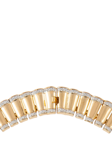 Pre-loved Swarovski Crystal Link Collar Necklace, Gold - view 2, Gold