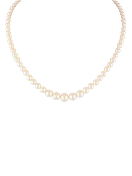 Pre-loved Graduated Faux Pearl Necklace, Silver, Silver