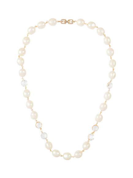 Pre-loved Givenchy Faux Pearl and Swarovski Crystal Necklace, Gold, Gold