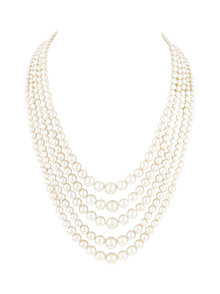 Pre-loved Graduated Pearl Necklace, Silver, Silver