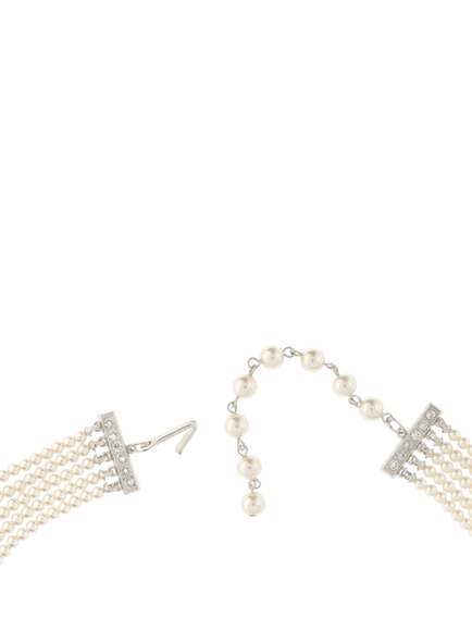 Pre-loved Graduated Pearl Necklace, Silver - view 2, Silver