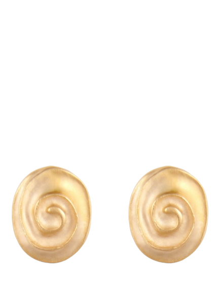 Pre-loved Oval Swirl Clip-On Earrings, Gold, Gold