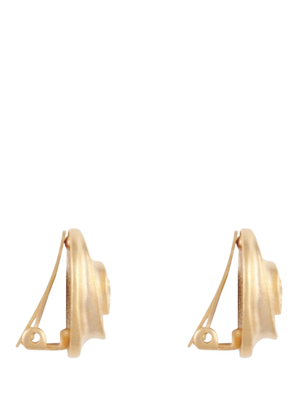 Pre-loved Oval Swirl Clip-On Earrings, Gold - view 2, Gold