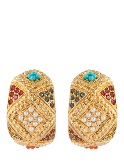 Pre-loved D'Orlan Geometric Demi Hoop Clip-On Earrings, Gold, Gold