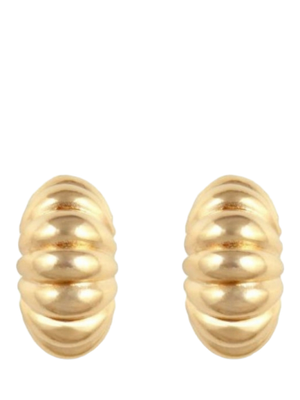 Pre-loved Textured Demi Hoop Earrings, Gold, Gold