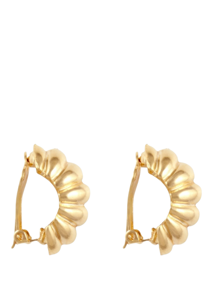 Pre-loved Textured Demi Hoop Earrings, Gold - view 2, Gold
