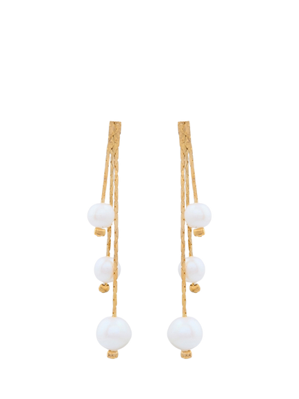 Pre-loved Faux Pearl Drop Earrings, Gold, Gold