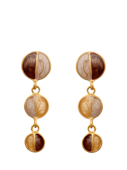 Pre-loved Graduated Enamel Drop Earrings, Gold, Gold