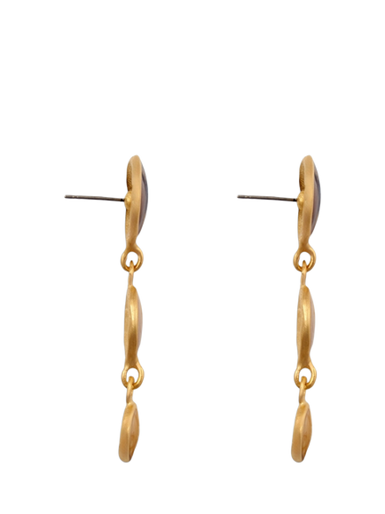 Pre-loved Graduated Enamel Drop Earrings, Gold - view 2, Gold