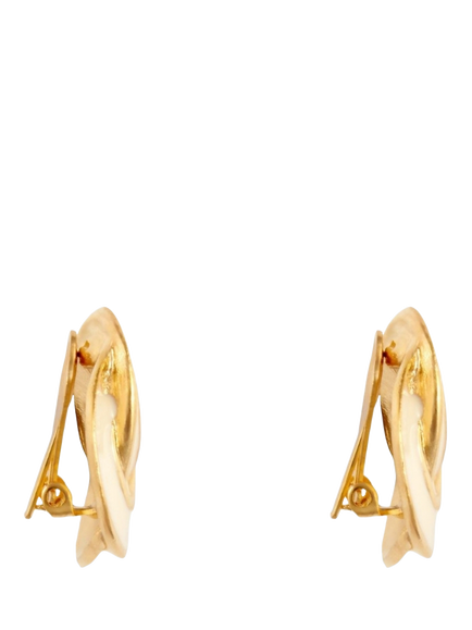Pre-loved Celtic Enamel Clip-On Earrings, Gold - view 2, Gold