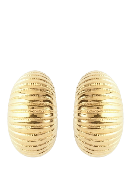 Pre-loved Monet Ribbed Demi Hoop Earrings, Gold, Gold