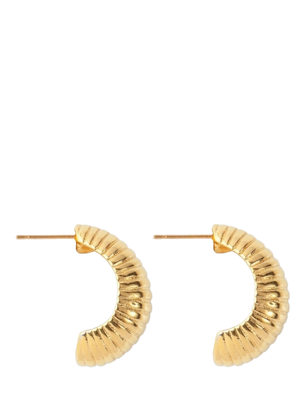 Pre-loved Monet Ribbed Demi Hoop Earrings, Gold - view 2, Gold