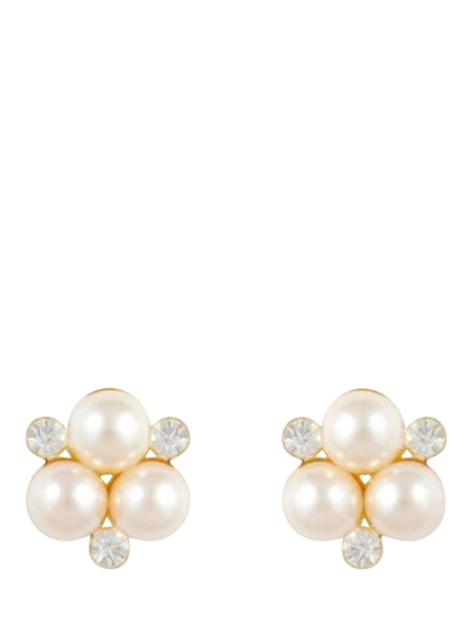 Pre-loved Faux Pearl and Swarovski Crystal Clip-On Earrings, Gold, Gold