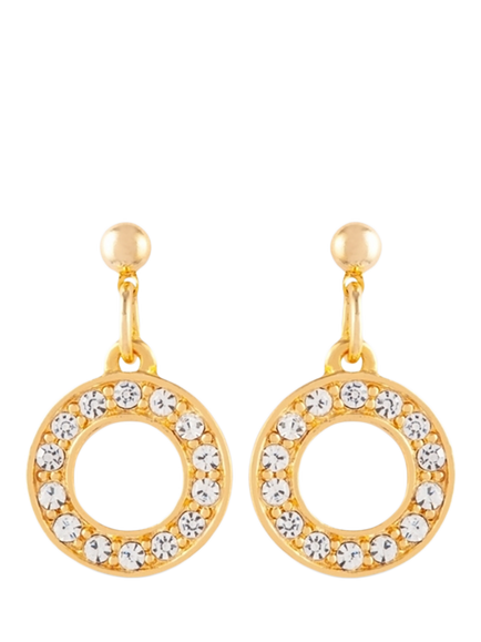 Pre-loved Round Swarovski Crystal Drop Earrings, Gold, Gold