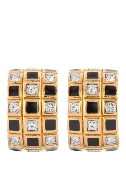 Pre-loved Crystal Demi Hoop Clip-On Earrings, Gold, Gold