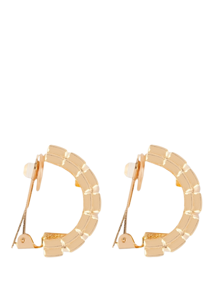 Pre-loved Crystal Demi Hoop Clip-On Earrings, Gold - view 2, Gold