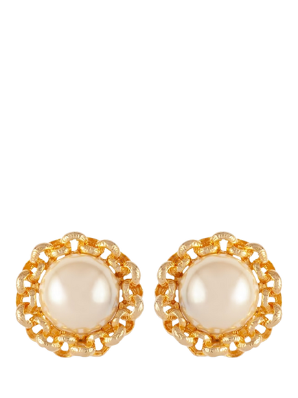 Pre-loved Faux Pearl Clip-On Earrings, Gold, Gold
