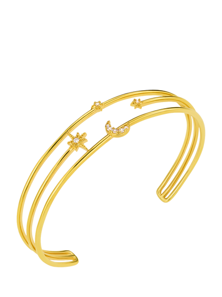 Orelia Celestial Open Caged Bangle, Crystal, Crystal