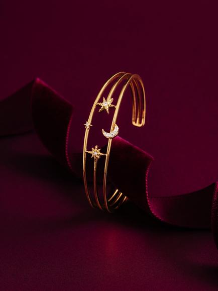 Orelia Celestial Open Caged Bangle, Crystal - view 2, Crystal