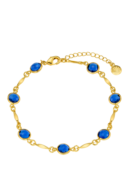 Orelia Faceted Blue Stone and Bar Link Chain Bracelet, Gold, Gold