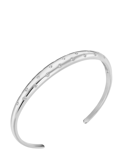 Orelia Crystal Starburst Domed Bangle, Silver, Silver